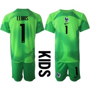 Frankrike Hugo Lloris #1 Målvakt babykläder Bortatröja barn VM 2022 Korta ärmar (+ Korta byxor)
